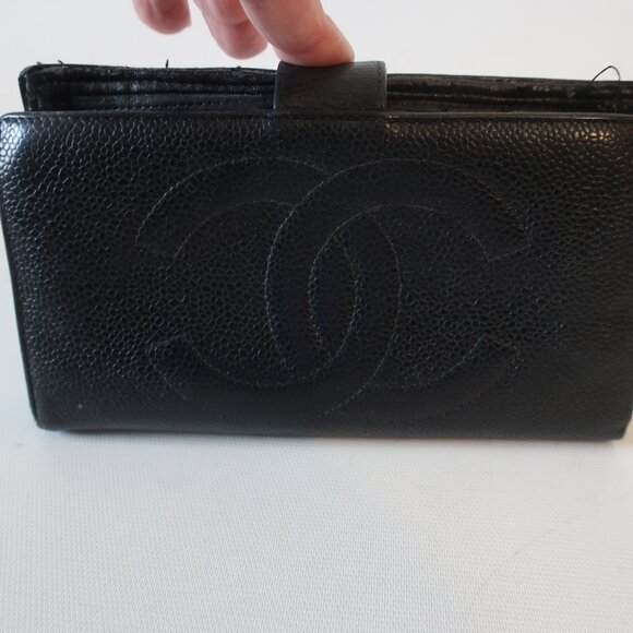 Womens Chanel CC Black Leather Caviar Wallet - Picture 1 of 12